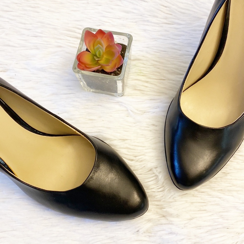 NINE WEST | Wise Up Black Leather Classic Heel Pump Stiletto women’s 7 - Picture 5 of 8